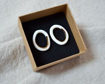 LOOP Oro Arcana Boucles d'oreilles minimalistes en porcelaine avec de l'or véritable 6