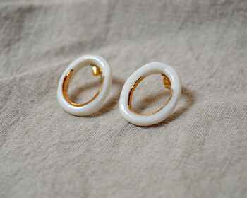 LOOP Oro Arcana Boucles d'oreilles minimalistes en porcelaine avec de l'or véritable 5