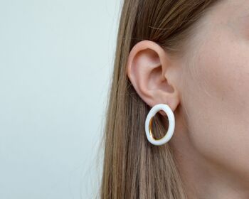 LOOP Oro Arcana Boucles d'oreilles minimalistes en porcelaine avec de l'or véritable 7