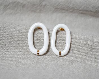 LOOP Rivo d'Oro Boucles d'oreilles minimalistes en porcelaine avec de l'or véritable 3