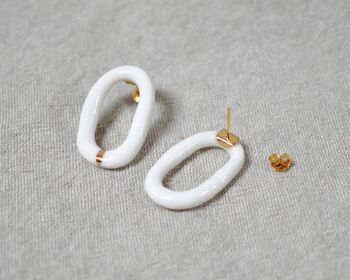LOOP Rivo d'Oro Boucles d'oreilles minimalistes en porcelaine avec de l'or véritable 4