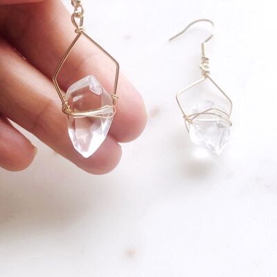 Boucles d'oreilles pépites de quartz