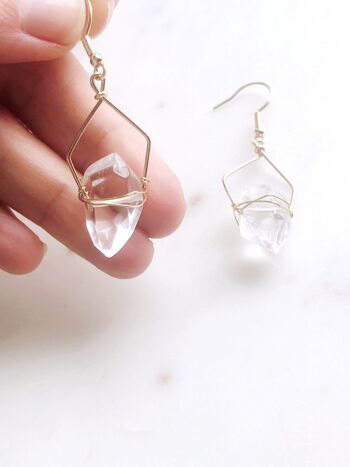 Boucles d'oreilles pépites de quartz 1