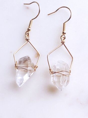 Boucles d'oreilles pépites de quartz 3