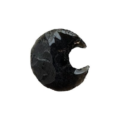 Cristallo di luna crescente sfaccettato, 3x2 cm, ossidiana nera