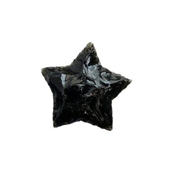 Cristal étoile à facettes, 3x3 cm, obsidienne noire 2