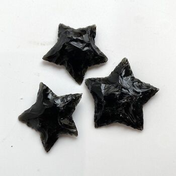 Cristal étoile à facettes, 3x3 cm, obsidienne noire 4
