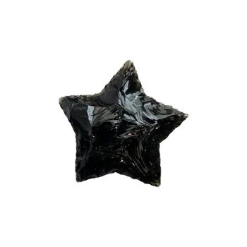 Cristal étoile à facettes, 3x3 cm, obsidienne noire 1