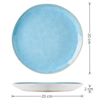 MIAMIO - 6 x 20 cm Assiette / Assiette à Dîner Service de Vaisselle en Céramique et Grès Fait Main - Collection Lumera (Bleu) 4