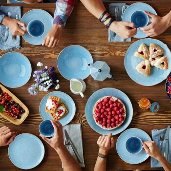 Compra MIAMIO - Servizio piatti/piatti piani 6 x 28 cm Servizio di  stoviglie in ceramica in gres fatto a mano - Collezione Lumera (blu)  all'ingrosso