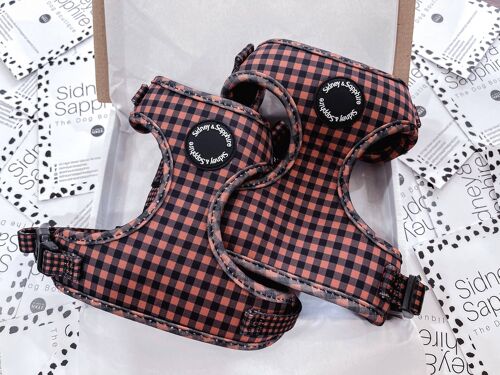 Black and Brown Checkered Plaid Dog Harness