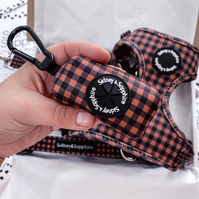 Black and Brown checkered Plaid Dog Poop Bag Dispenser