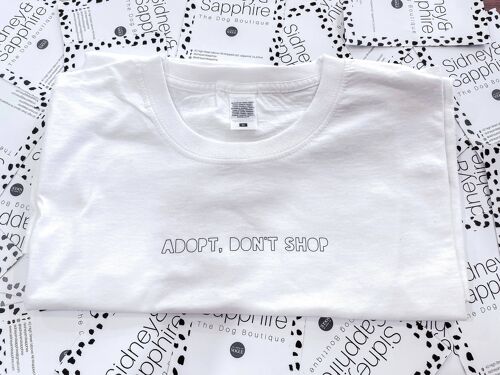 Dog Lover T Shirt 'Adopt Don't Shop' Tee White