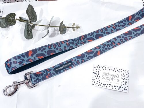 Navy Leopard Print 'Wild Willow' Dog Leash