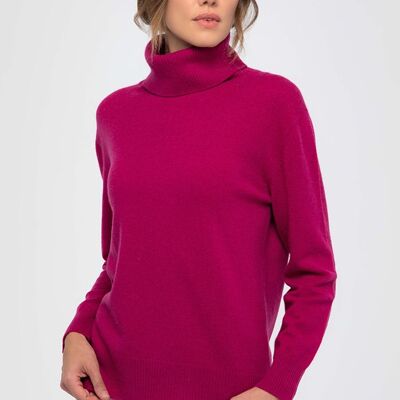 Collo alto con spacchetti 100% cashmere