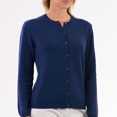 Cardigan corto doppio filo 100% cashmere - Blu Notte