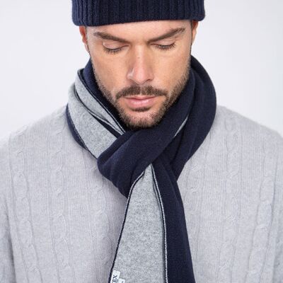 Sciarpa bicolore in puro cashmere - Blu/Grigio