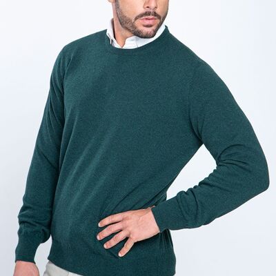 Maglia girocollo 1 filo in puro cashmere - Verde Bottiglia