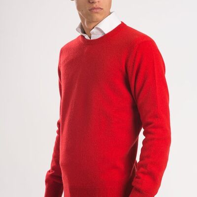 Maglia girocollo 1 filo in puro cashmere - Rosso