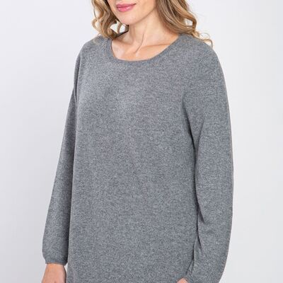 Maxi maglia girocollo 100% cashmere - Grigio Medio