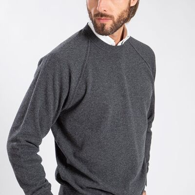 Felpa girocollo in puro cashmere - Antracite