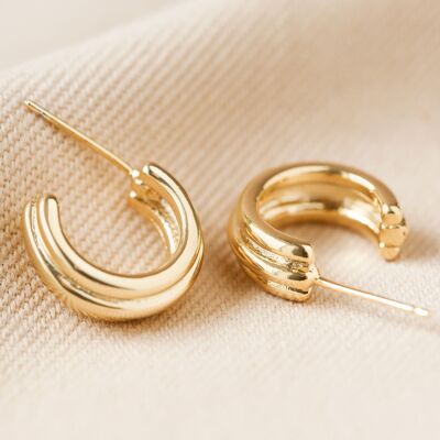 Round Art Deco Hoop Earrings in Gold