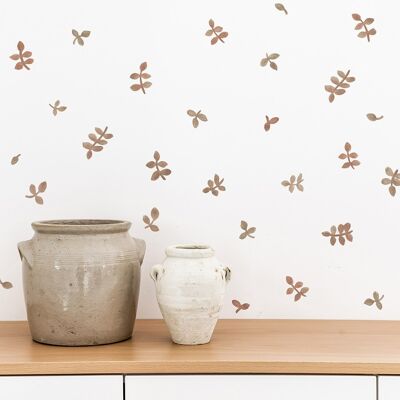 Sticker mural effet aquarelle feuilles