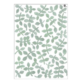 Sticker mural effet aquarelle feuilles 13