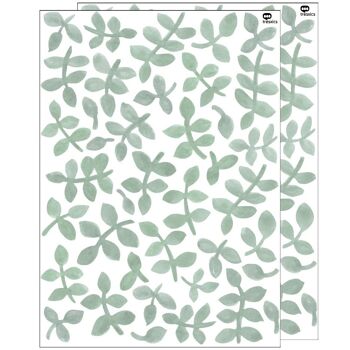 Sticker mural effet aquarelle feuilles 14