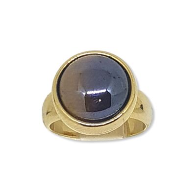Round Pearlized Gemstone Ring: PEARLY TIGER EYE
