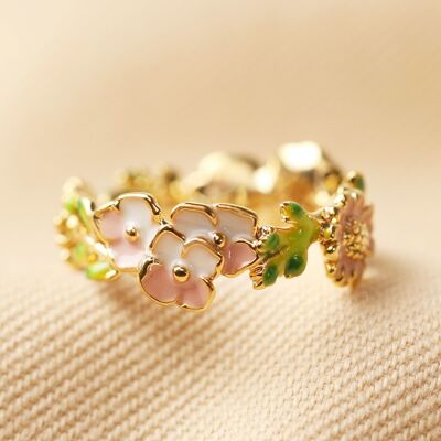 Anillo de flor de esmalte M/L