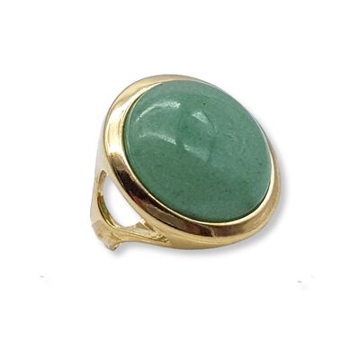 Rio Design Circle Gemstone Frame Ring: GREEN QUARTZ