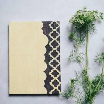 Carnet pistache et cuir marron