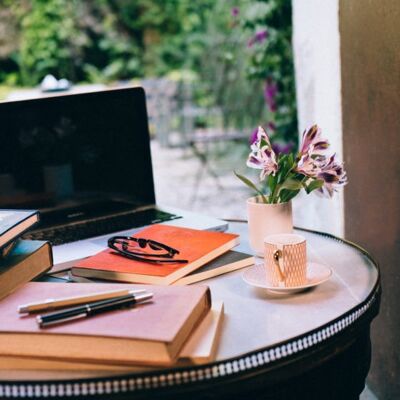 orange leather notebook