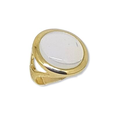 Rio Design Circle Gemstone Frame Ring: OPALITE
