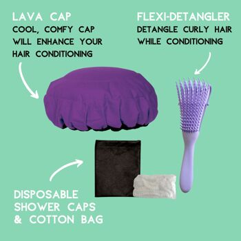 Kit de capuchon vapeur pour le traitement des cheveux en profondeur | Bonnet Lava « Purple Jacaranda » + Démêlant Flexible « Lilac Dream » 8