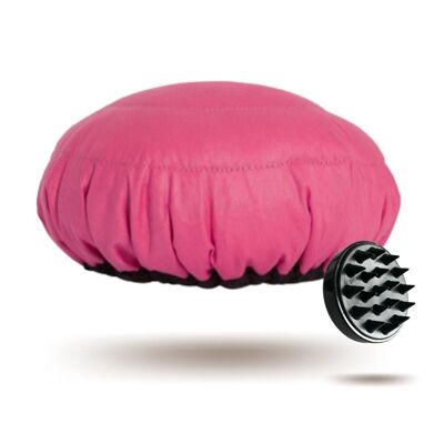 Hot Deep Conditioning Hair Treatment Steam Cap Kit | Cuffia lava “Retba Rose” + massaggiatore cuoio capelluto “Classic Black”.