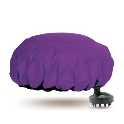 Kit de capuchon vapeur pour le traitement des cheveux en profondeur | Bonnet de lave « Purple Jacaranda » + masseur de cuir chevelu « Classic Black »