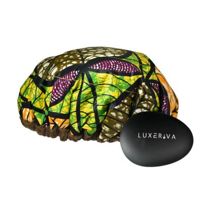 Hot Deep Conditioning Hair Treatment Steamer Cap Kit | “Tropikara” Lava Cap + “Classic Black” Palm Pebble