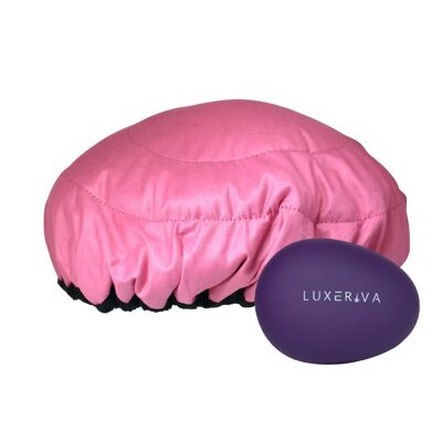Hot Deep Conditioning Hair Treatment Steamer Cap Kit | „Retba Rose“ Lavakappe + „Purple“ Palm Pebble
