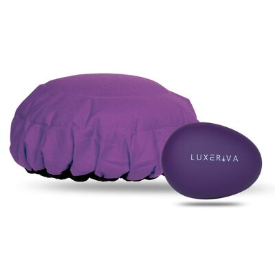 Kit de tapa de vapor para tratamiento de cabello con acondicionamiento profundo caliente | Tapa de Lava “Purple Jacaranda” + Guijarro de Palma “Purple”