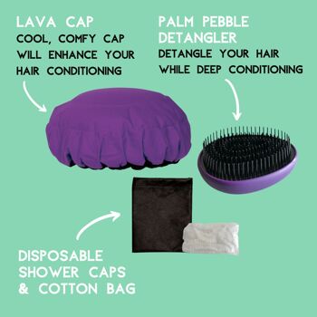 Kit de capuchon vapeur pour le traitement des cheveux en profondeur | Capuchon de Lave "Jacaranda Violet" + Galet Palmier "Violet" 4