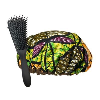 Kit de tapa de vapor para tratamiento de cabello con acondicionamiento profundo caliente | Gorro Lava “Tropikara” + Desenredante Flexible “Classic Black”