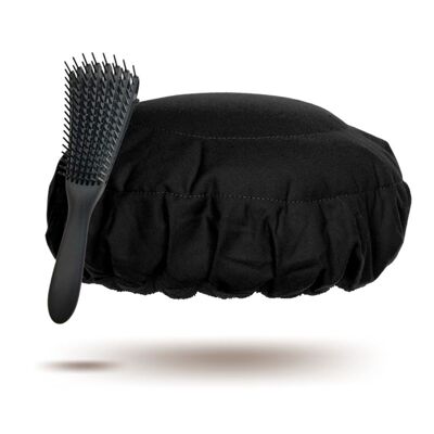 Hot Deep Conditioning Hair Treatment Steamer Cap Kit | “Black Onyx” Lava Cap + “Classic Black” Flexible Detangler