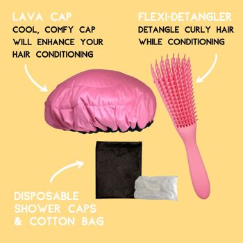 Kit de capuchon vapeur pour le traitement des cheveux en profondeur | Mini Lava Cap "Retba Rose" + Démêlant "Purple" Palm Pebble pour les enfants 4