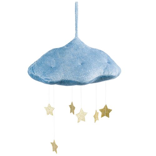 Mobile Nuage en velours côtelé avec étoiles - Bleu