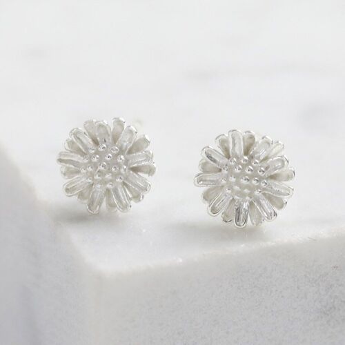 Sterling Silver Daisy Flower Stud Earrings