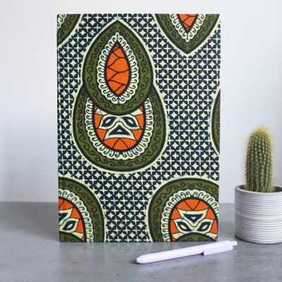 A4 African Print, Ankara, Printed Notebook, Gifts, Stationary, Diary, Journal, African Print, Ruled, Workbook, Jotter, Orange,