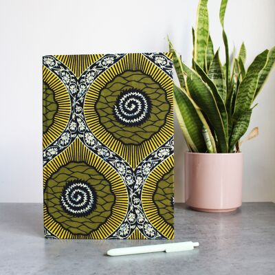 A4 African Print, Ankara, Printed Notebook, Gifts, Stationary, Diary, Journal, African Print, Ruled, Workbook, Jotter, Yellow