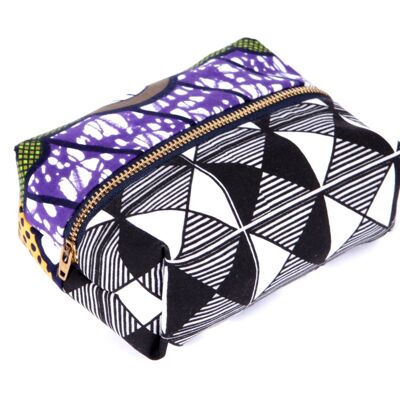 Purple Bag, Ankara Fabric, Geometric, Tribal, Print, Makeup Box Bag, Zipper Pouch, Gifts for her, african bag, cosmetic, batik, cosmetic